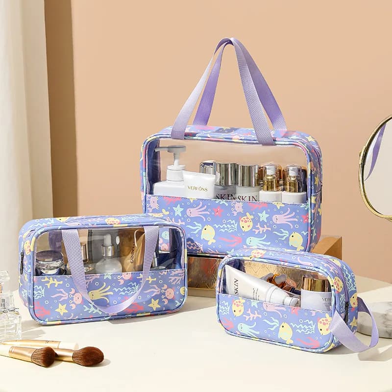 Trousse à cosmétiques translucide pour femme, trousse de maquillage, grande capacité, sacs de lavage de bain, essentiels de voyage, produits