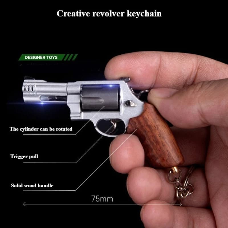 Mini pistolet modèle manche en bois massif, petit Revolver en alliage, assemblage détachable, porte-clés 7.5 Cm, jouet de décompression, cadeau