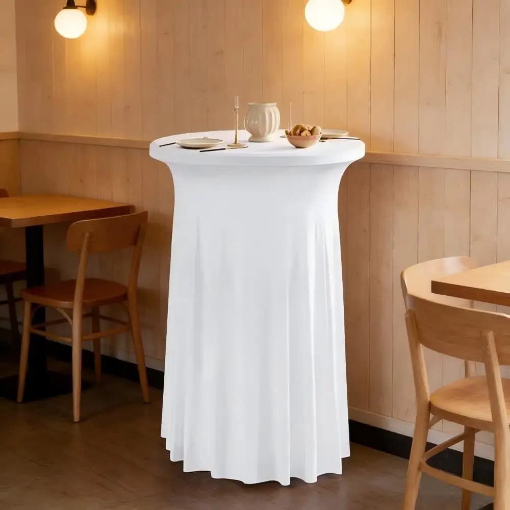 Nappe de Table de Cocktail de couleur blanche, jupe de Style moderne et élégant, couverture élastique ronde en tournesol pour Bar de réunion