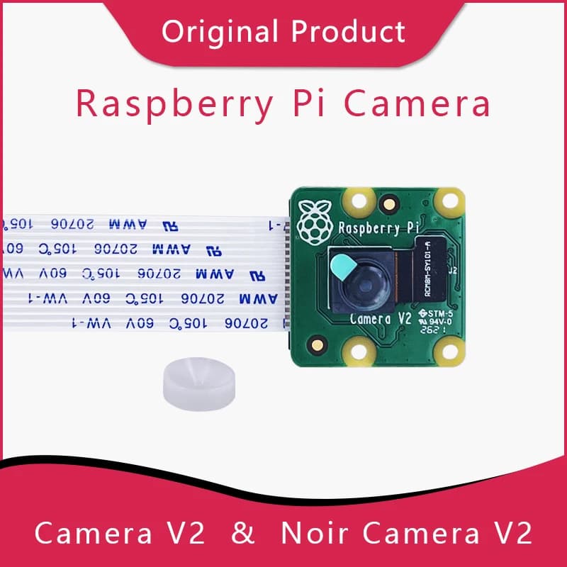 Caméra officielle Raspberry Pi V2 Tech, vision nocturne noire, 8 millions de pixels, capteur Sony IMX219, pour Raspberry Pi 4 3B + 3B