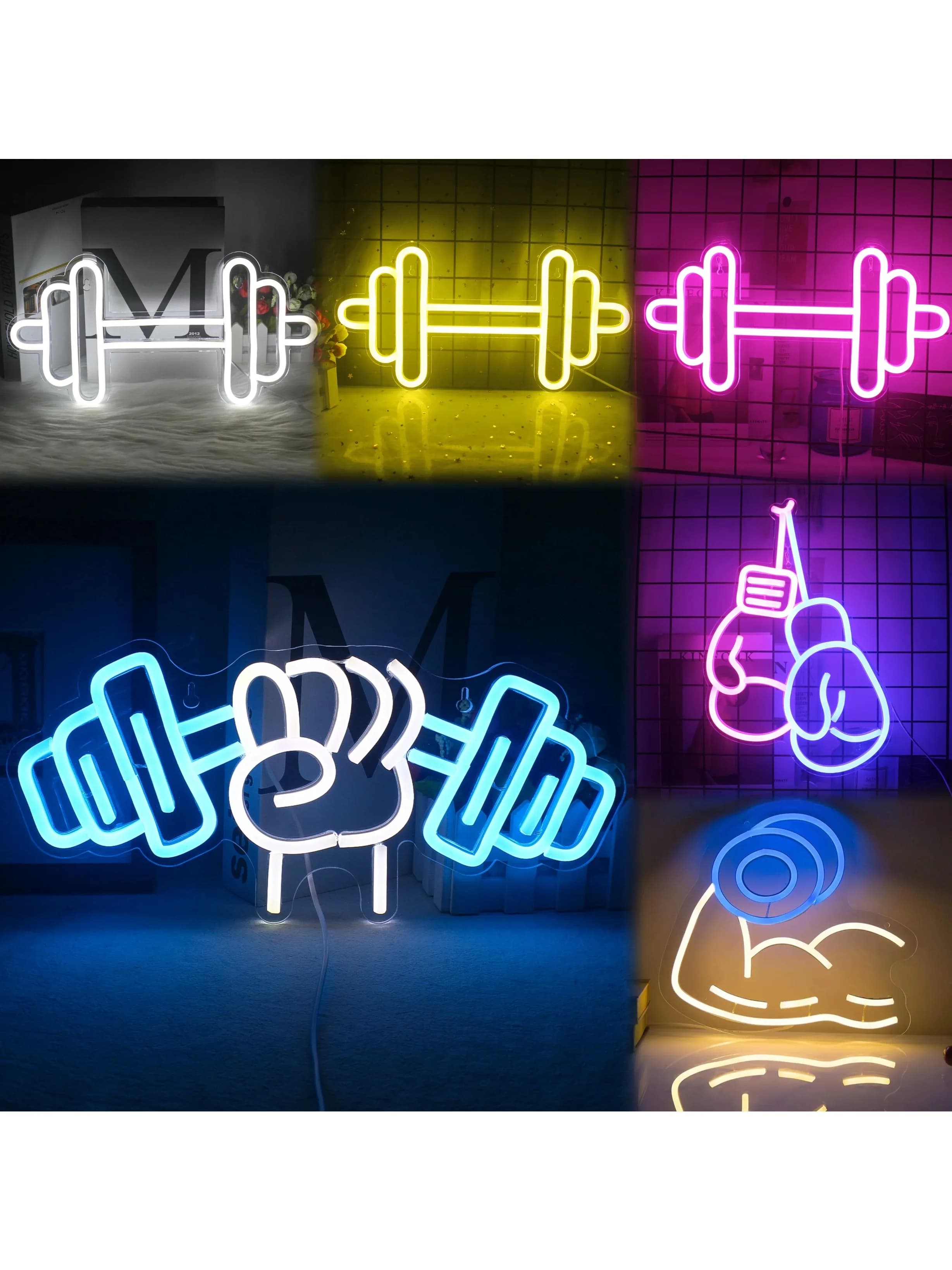 Haltère Fitness Gym enseigne au néon haltère LED néon lumière décoration murale pour salle d'entraînement Sport Club haltérophilie cadeau de