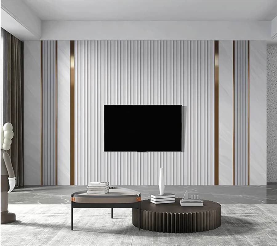 Grande Grille de luxe moderne et Simple, lumière personnalisée, paquet de rayures de Grain de bois, mur de fond de télévision, salon chambre à