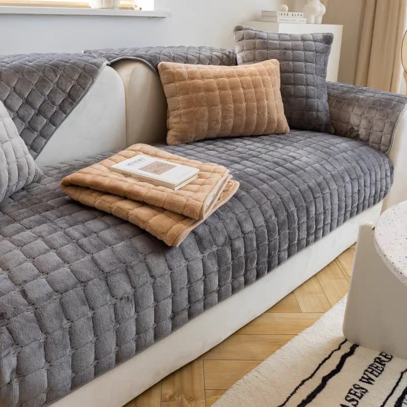 Coussin de canapé en velours épais et chaud, housse de canapé antidérapante, quatre saisons, universel, serviette tout compris pour salon