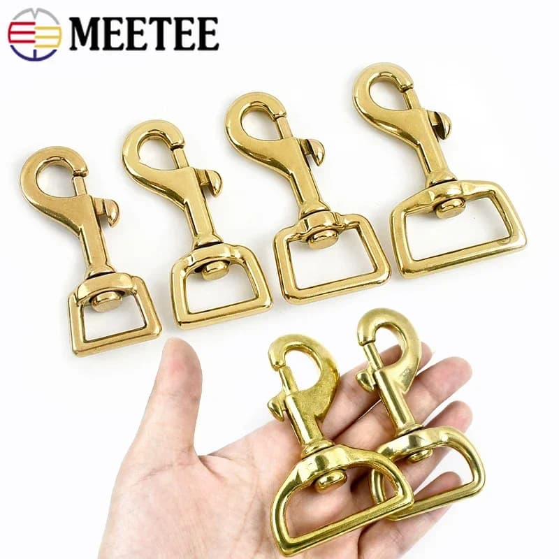 Boucles de ceinture en métal et laiton massif, 1 à 5 pièces, 12-38mm, laisse pour chien, fermoir à homard pivotant, porte-clés, mousqueton,