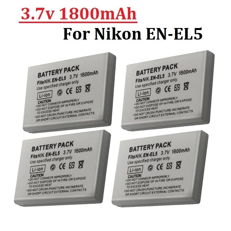 Batterie 1800mah EN-EL5 ENEL5 pour Nikon Coolpix P530 P520 P510 P100 P500 P5000 P5100 P6000 3700 4200, Batteries d'appareil photo