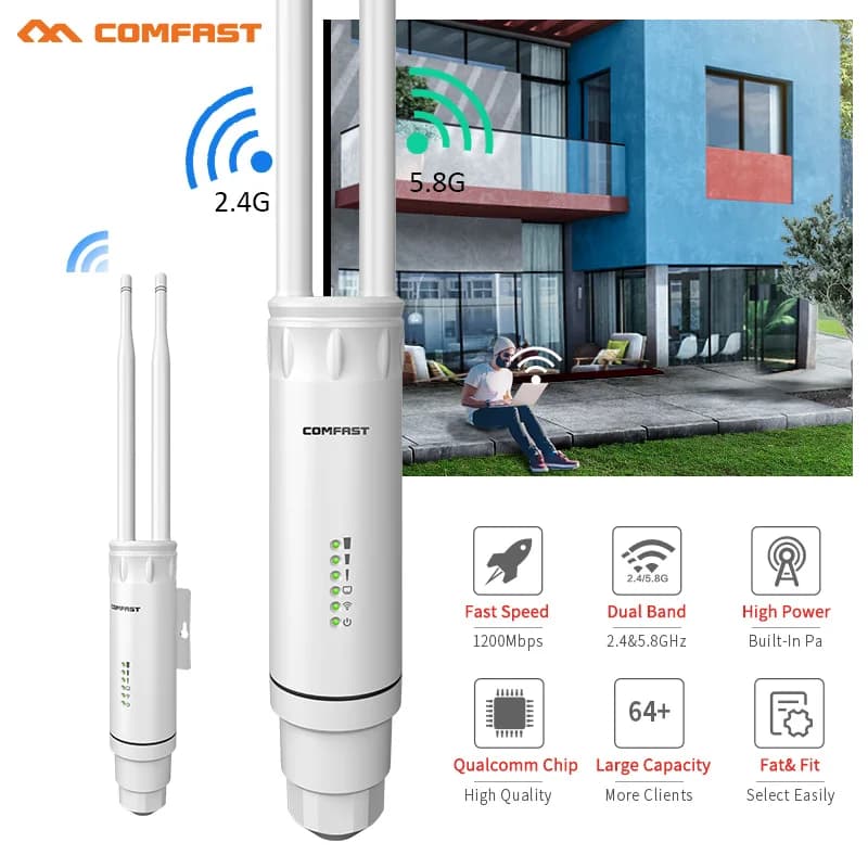 COMFAST AC1200/AC1300 routeur AP extérieur 2.4G/5G double Dand longue portée amplificateur de signal sans fil WiFi répéteur étanche