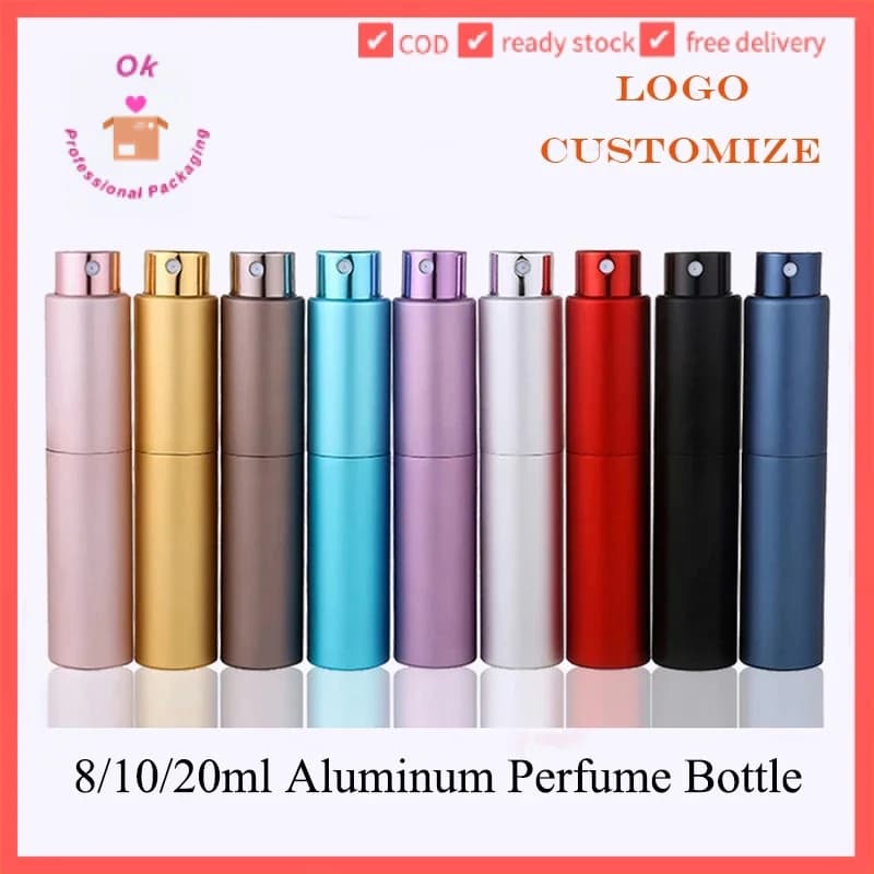 Flcopropriété pulvérisateur de parfum en aluminium, atomiseur en verre rotatif, vaporisateur de parfum, outil de voyage, bouteille de recharge,