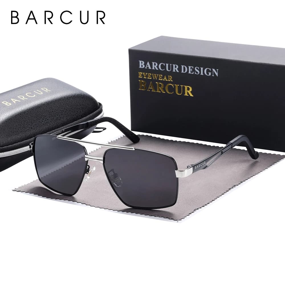 BARCUR-Lunettes de soleil polarisées pour hommes et femmes, monture en métal, style pilote, marque HD, nuances, conduite, miroir, UV400