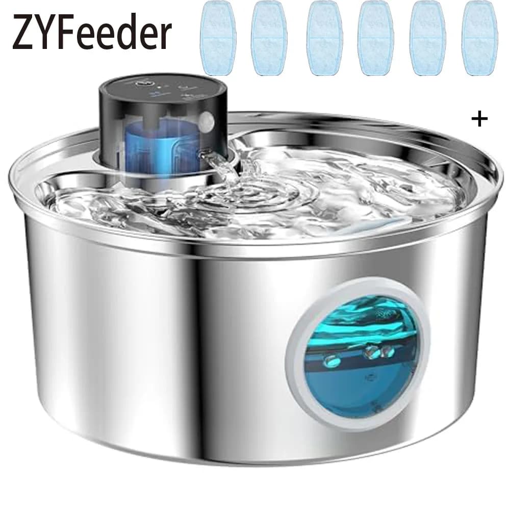 Fontaine d'eau sans fil en acier inoxydable pour chat, charge automatique, capteur de mouvement pour animaux de compagnie, distributeur d'eau pour