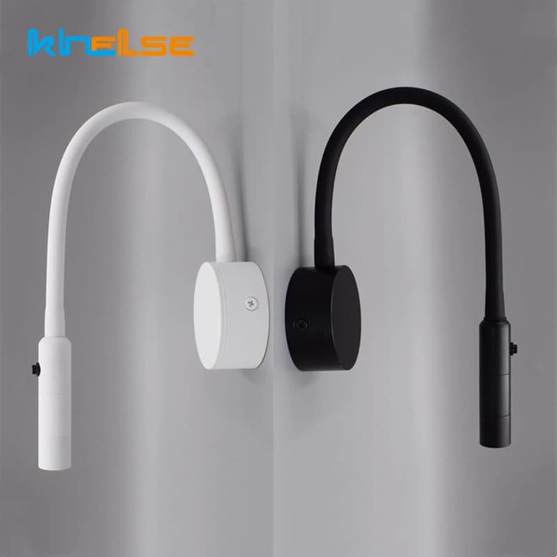 LED tuyau Flexible applique murale 1W 3W livre lecture étude lampe de chevet hôtel tête de lit Flexible col de cygne Mini projecteur avec