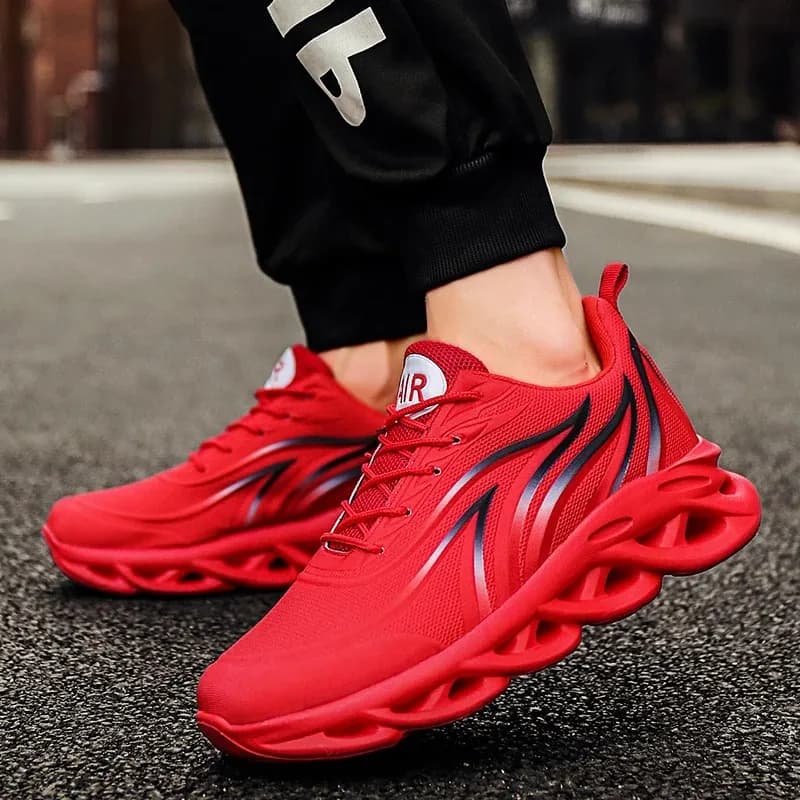 Chaussures de sport pour hommes à imprimé flamme, en tissu respirant, confortables pour la course et l'athlétisme en extérieur