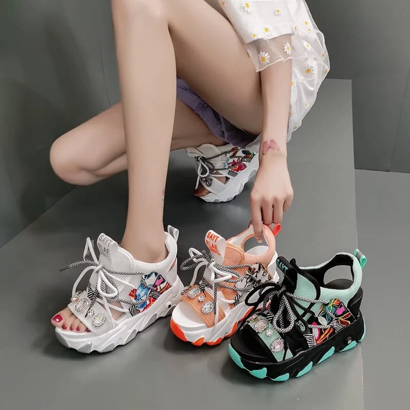 Comemore-Sandales à Semelle Compensée pour Femme, Chaussures de dehors Blanches, à Talons Hauts, Décontractées, pour la Plage, 39