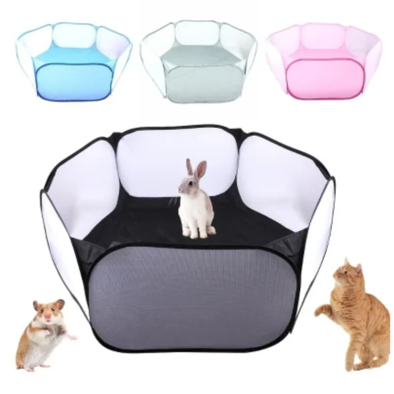 Cage transparente Portable pour animaux de compagnie, tente pour chien et chat, parc ouvert et pliable, clôture pour Hamster, lapin, cochon d'inde,