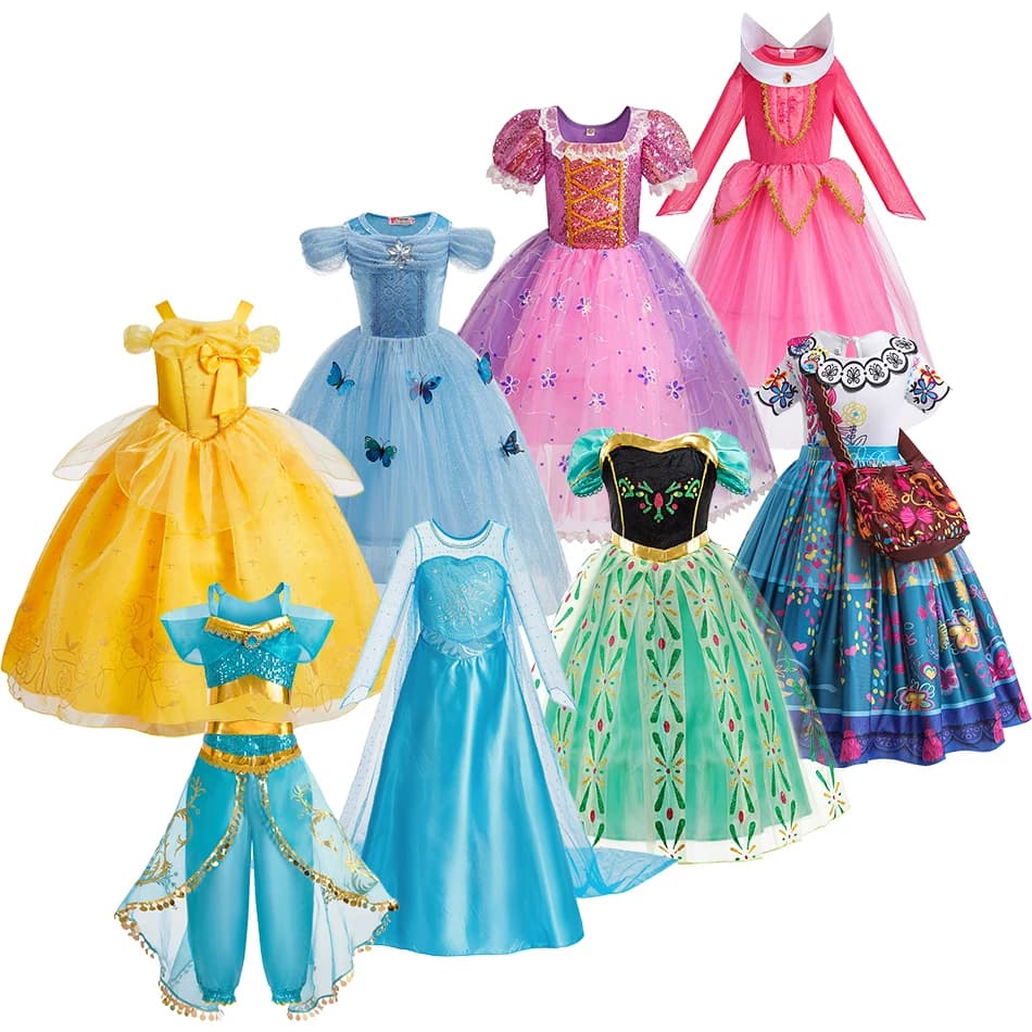 Robe de Princesse Elsa Anna Raiponce pour Petite Fille, Tenue de brevReine des Neiges, pour Noël, Halloween, Cosplay