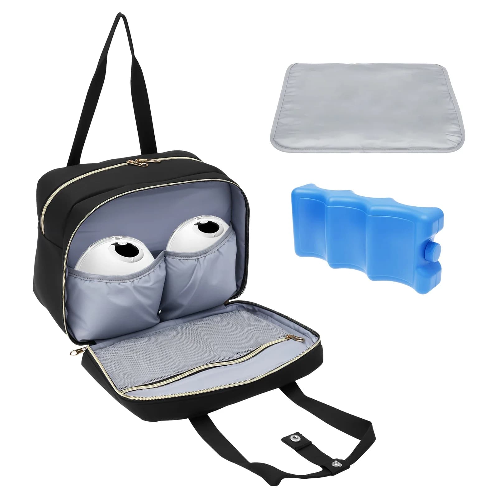 Sac de rangement pour tire-lait avec sac de glace et tapis étanche, refroidisseur de lait maternel Portable, sac de voyage, Portable, mains libres,