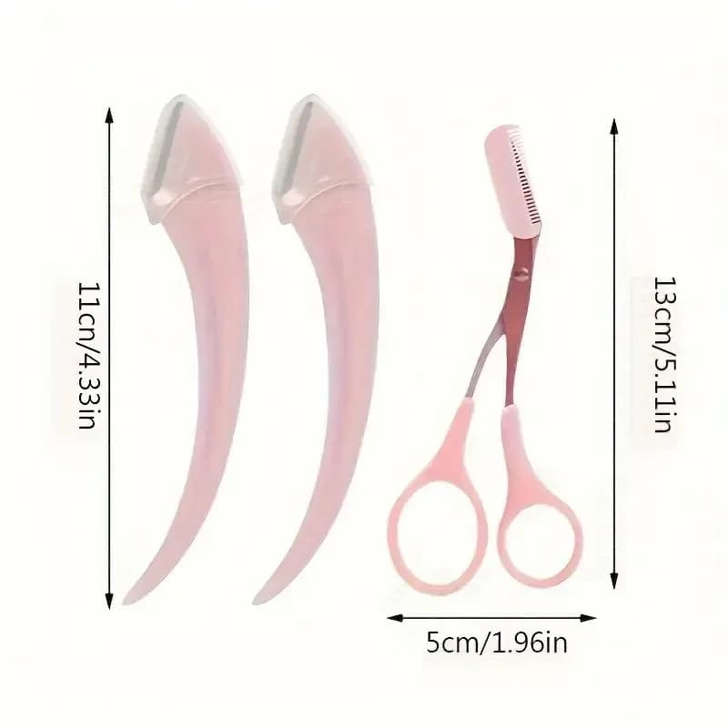Ensemble de tondeuse à sourcils, rasoir à sourcils incurvé, ciseaux à sourcils avec peigne, outils de beauté pratiques et faciles pour les