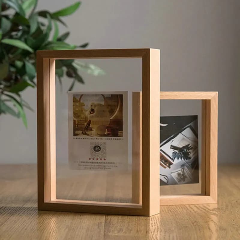 Cadres Photo en bois, présentoir de Table, cadres de fleurs pressés Double face, spécimen de plante, Clip d'herbier, Double cadre en verre