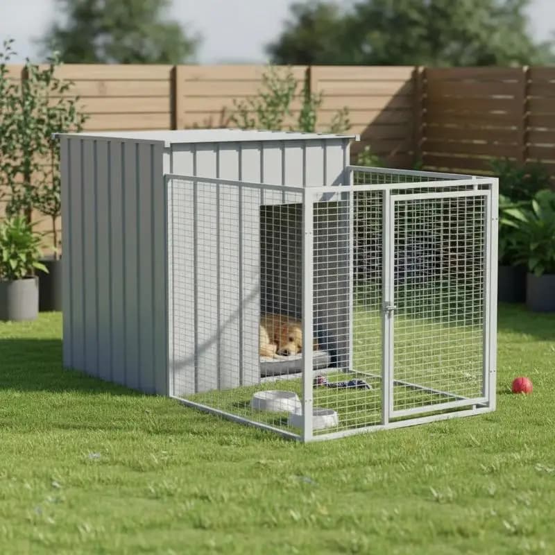 Niches pour chiens de taille moyenne à grande avec enclos extensible en acier galvanisé, maille ventilée, toit résistant aux intempéries,