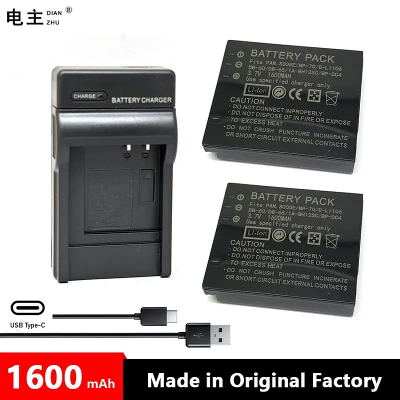 CGA-S005E NP-70 D-Li106 DB-60 DB-65 BP-DC4 BH125C Chargeur de Batterie pour Panasonic DMC LX1 LX2 LX3 FX3 FX8 FX9 FX10 FX12 FX50