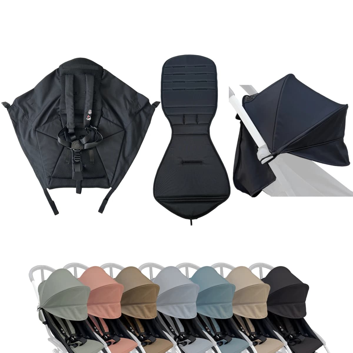 Ensemble de remplacement d'accessoires pour poussette MomTan : auvent extensible, coussin de siège et base de siège pour les séries Babyzen YOYO et