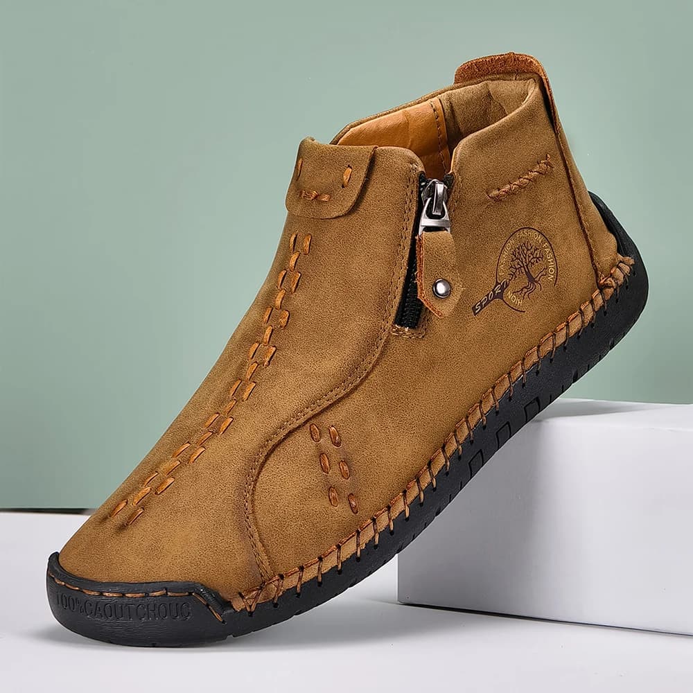 Chaussures classiques en cuir faites à la main pour hommes, baskets d'extérieur avec fermeture éclair, chaussures décontractées respirantes,