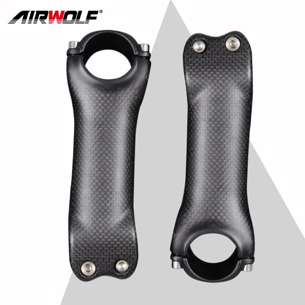 AIRWOLF tige en carbone tige de guidon de vélo à 6 degrés 6 °   Tige VTT brillante mate 3K, diamètre 31.8, taille 80 90 100 110 120 130 mm