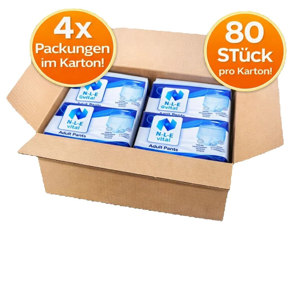 Pantalons pour adultes N-L-E, 80 pièces - Absorption de 1000 ml |   Confort et sécurité |   Tailles L/XL |   Culottes d'incontinence de qualité