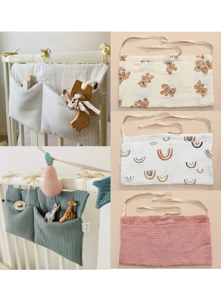 Organisateur de berceau de bébé, caddie, sac de rangement de lit, 2 poches, couches suspendues au chevet, sac de jouets de pépinière, organisateur