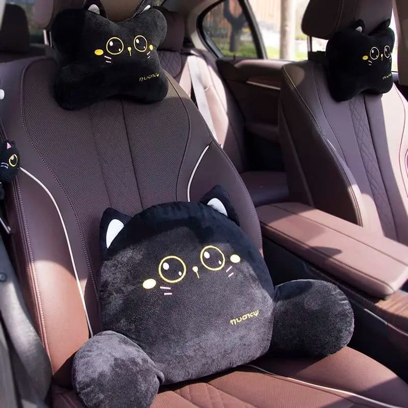 Siège de voiture de dessin animé mignon, coussin de cou de voiture, coussin de siège, support lombaire universel de dossier de voiture, protection