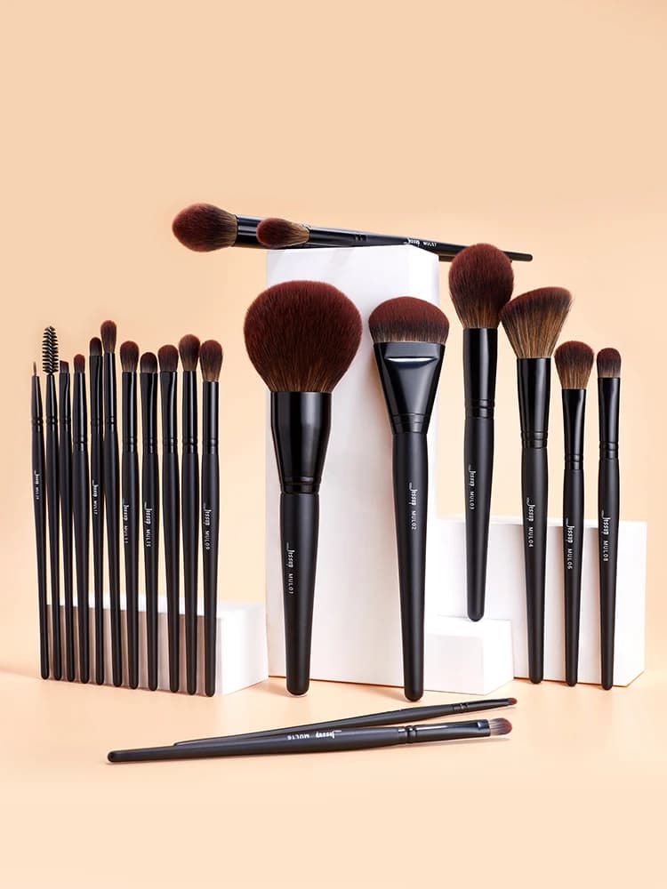 Jessup pinceaux de maquillage ensemble 3-21 pièces Premium synthétique grande poudre fond de teint correcteur fard à paupières Eyeliner Spoolie en
