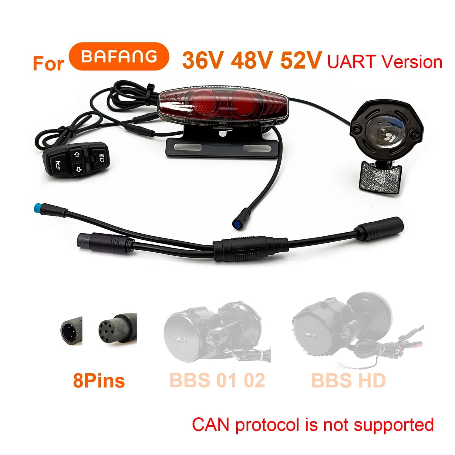 EBKE vélo électrique Ebike LightKit universel 24V 36V 48V 52V BAFANG UART CAN KT JULET feu stop de direction