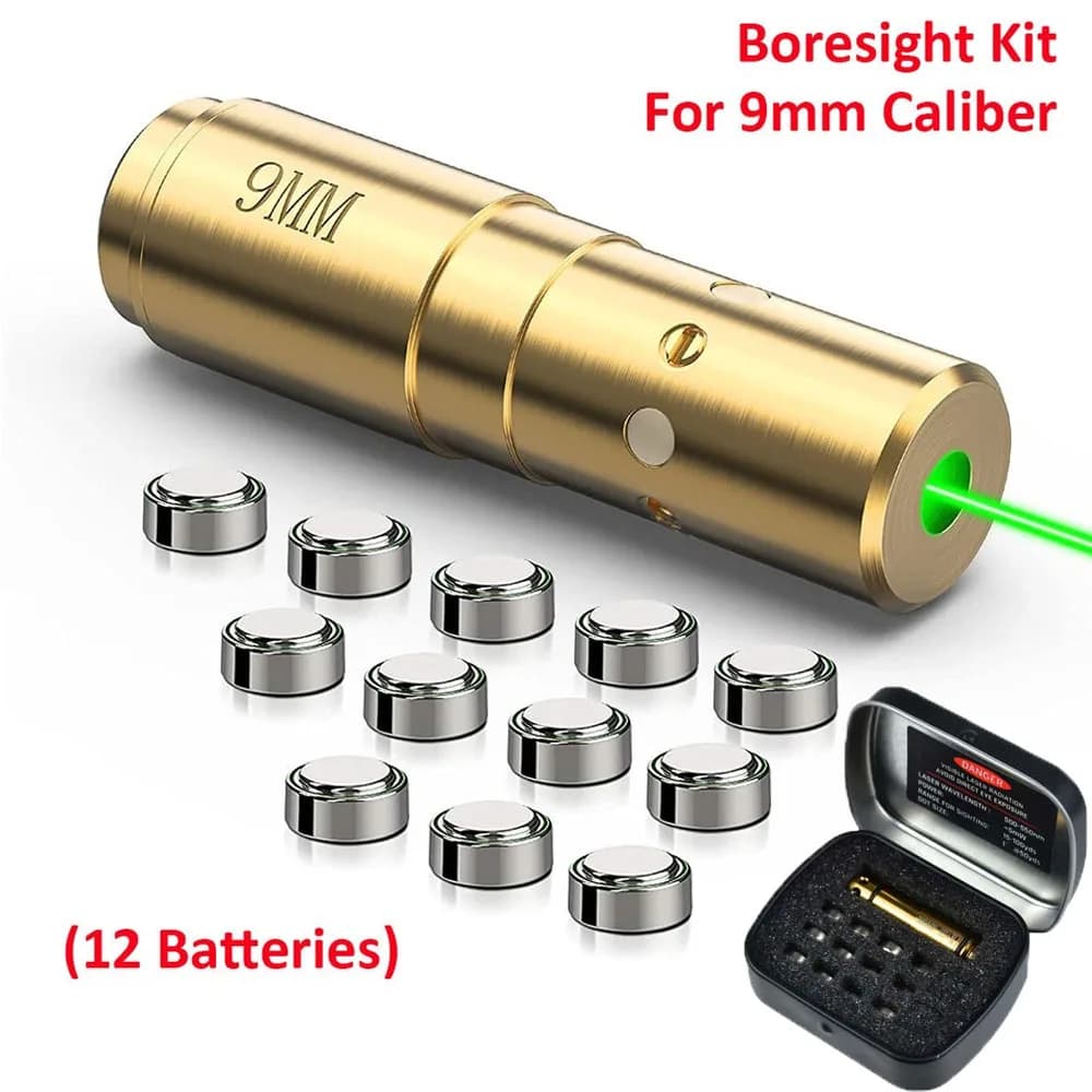 Cartouche laser rouge et verte 2 en 1 9 mm 223Rem 40S&W 380ACP 45ACP, 12 piles, cartouche laser d'entraînement tactique, balle d'entraînement