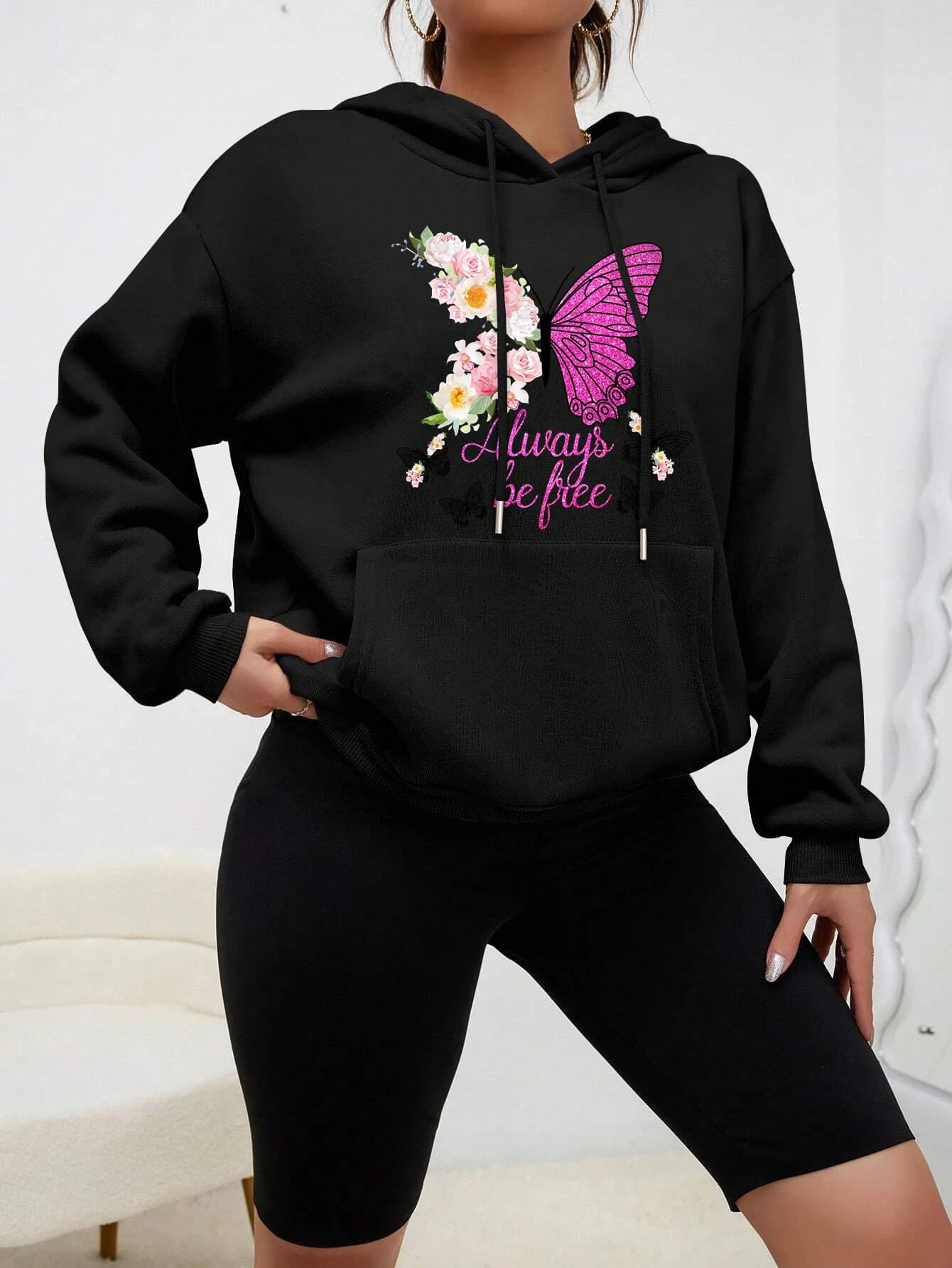 Sweat à capuche pour femmes, imprimé papillon coloré, créatif, mode automne, vêtements de sport, Vintage, pull polaire, vêtements de poche