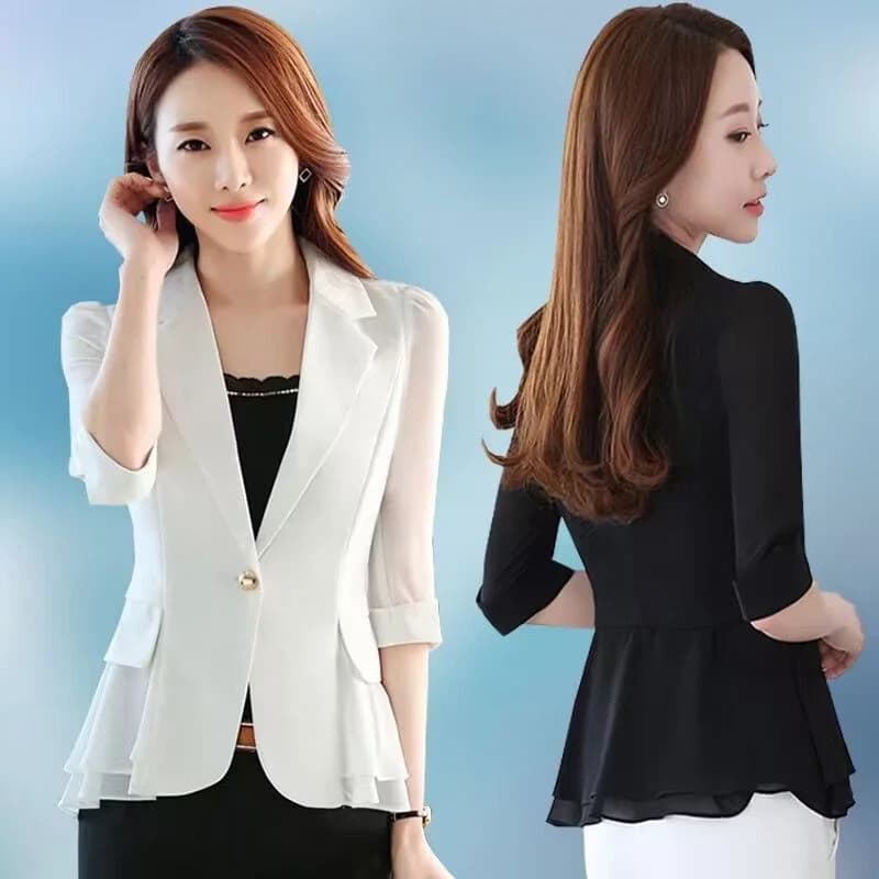 Blazer professionnel en maille à manches trois-quarts pour femme, veste courte OL, nouvelle conception 2026, costume d'été blanc anti-UV