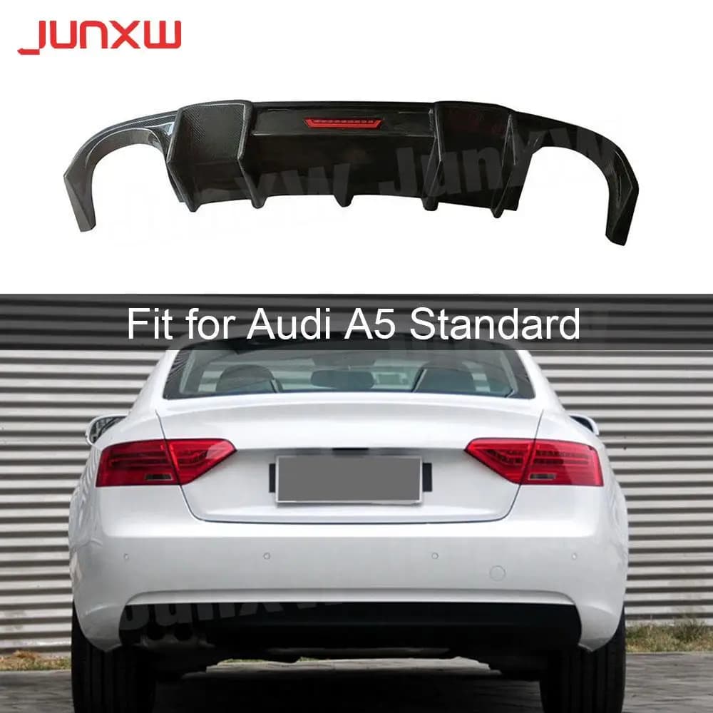 Diffuseur de Pare-Chocs Arrière en Fibre de Carbone avec Lumière LED pour Audi A5 Standard 2012-2016, Accessoires de Voiture