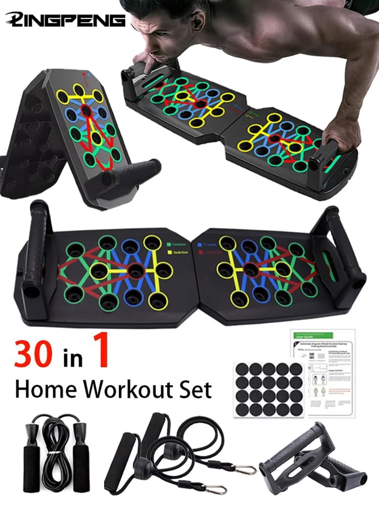 Ensemble de planche de push-up portable, barre multifonctionnelle, équipement de fitness pliable, entraînement de la poitrine, de l'abdomen, des