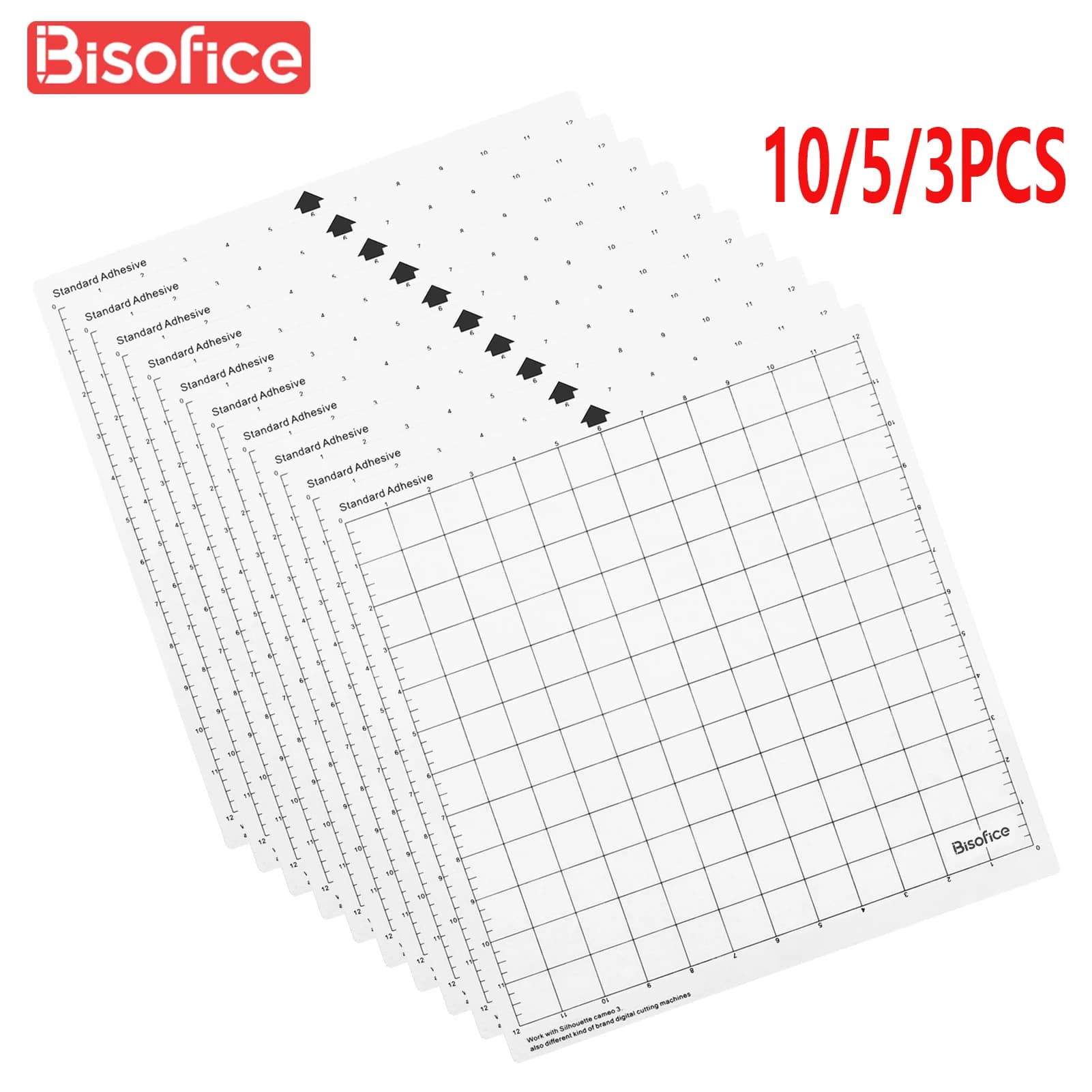 Polymères de Découpe Adhésifs Transparents avec Grille de Mesure, 12x12 Pouces, pour Traceur de Silhouette, 10 à 1 Pièce