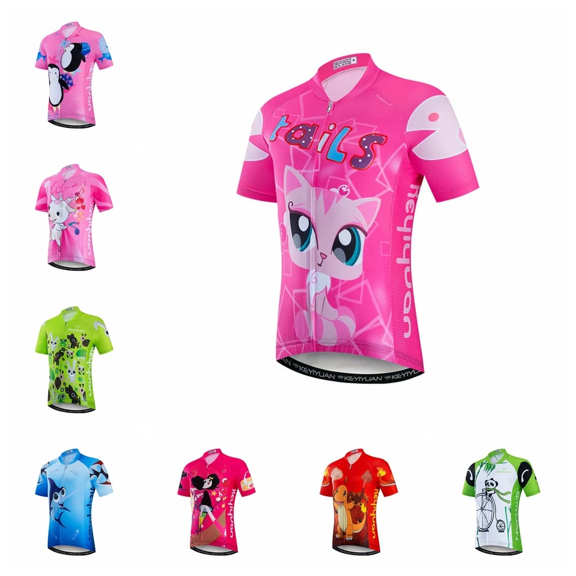 Maillot de cyclisme pour enfants, chemise à manches courtes pour garçons et filles, vêtements d'été, rose, 2022