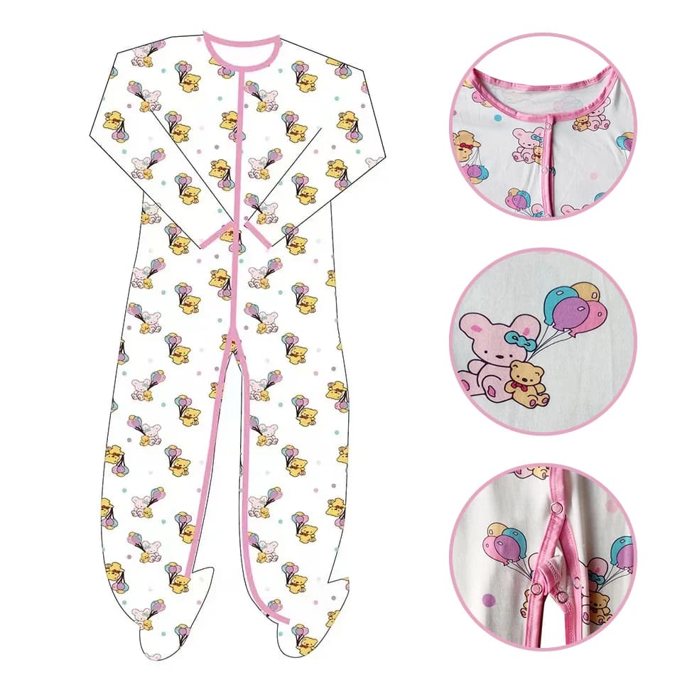 Body imprimé avec pied pour adulte, ballon rose, ours, jouet de lapin, grenouillère pour adulte, barboteuse pour bébé adulte, body imprimé pour