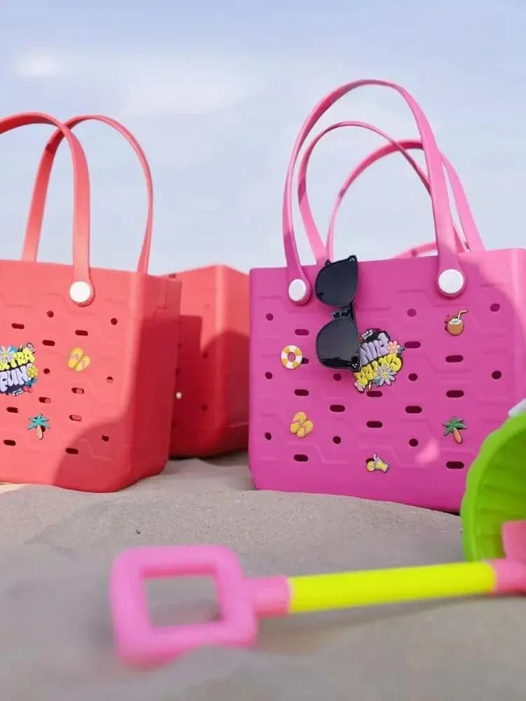 M/L/XL sac de plage mode EVA imperméable en caoutchouc pique-nique panier de rangement voyage Shopping sac à main femmes épaule couleur unie sac