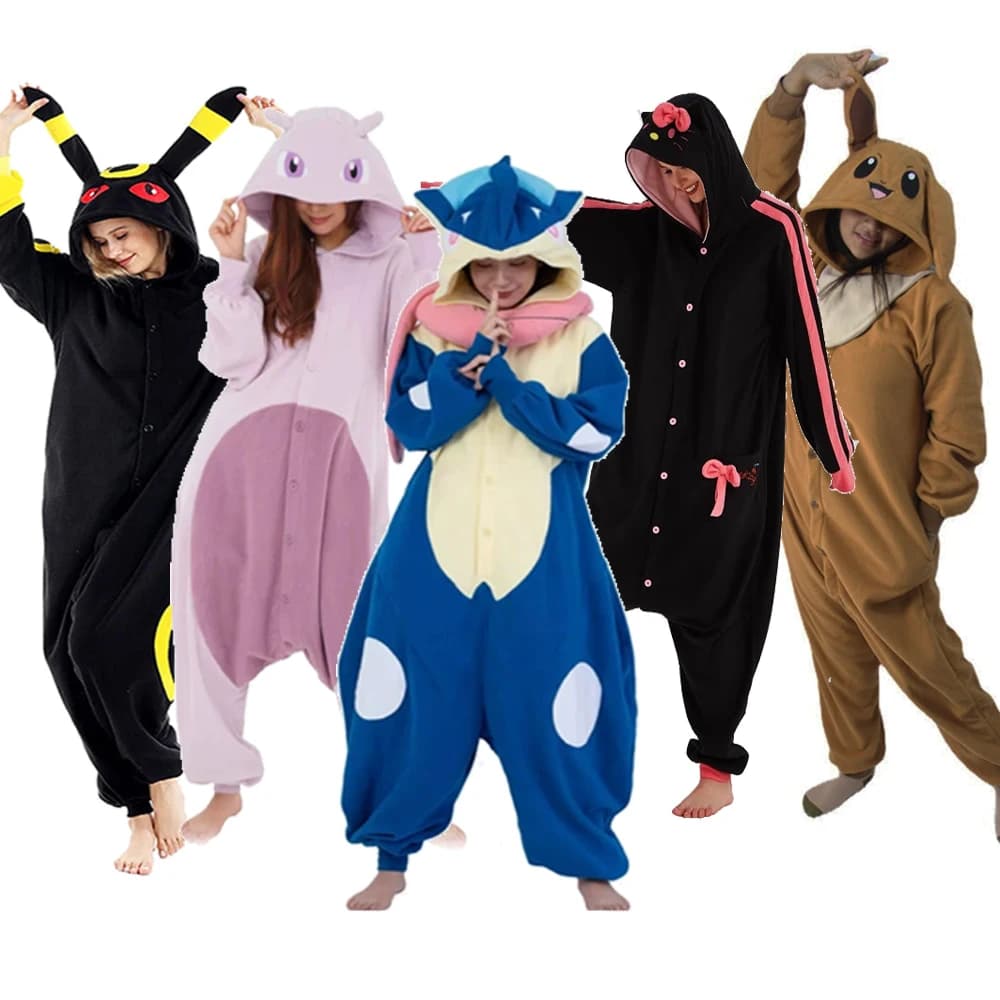 Snorlax Squirtle Mewtwo Onesie Kigurumi Gengar Cosplay Costume Halloween Adult Anime Cat Eevee Pajamas Pijama