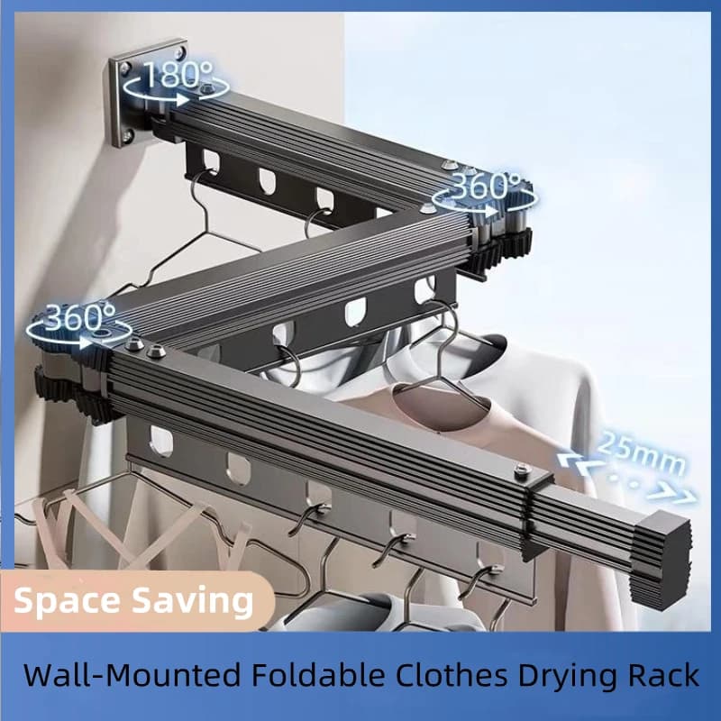 Cintre mural pliable en alliage d'aluminium, gain de place, support de séchage pour vêtements, balcon, chambre à coucher, cuisine, salon
