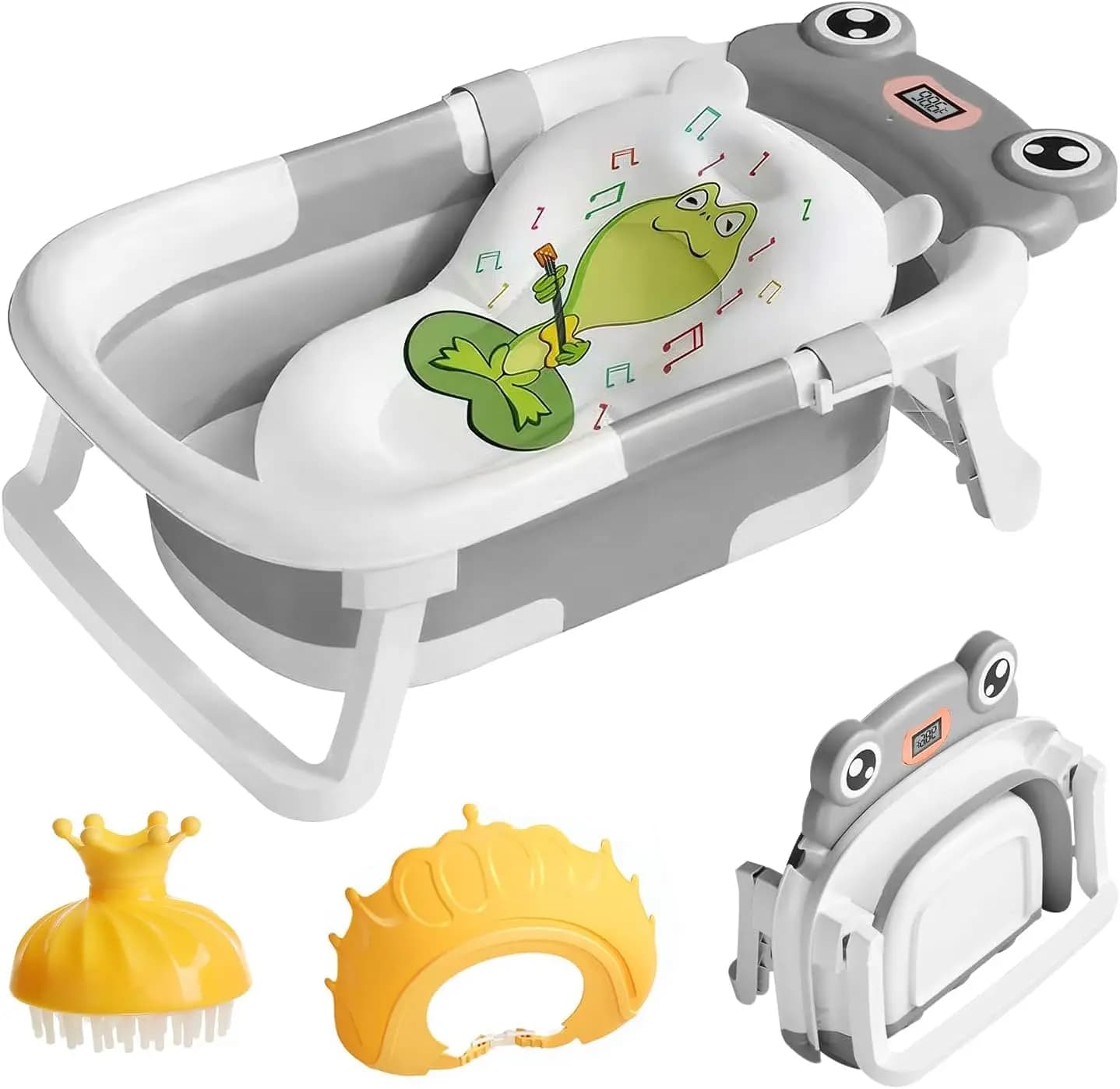 Baignoire écologique pour bébé avec coussin de bain, baignoire pliable Portable avec indicateur de température, baignoire pour bébé de 0 à 36