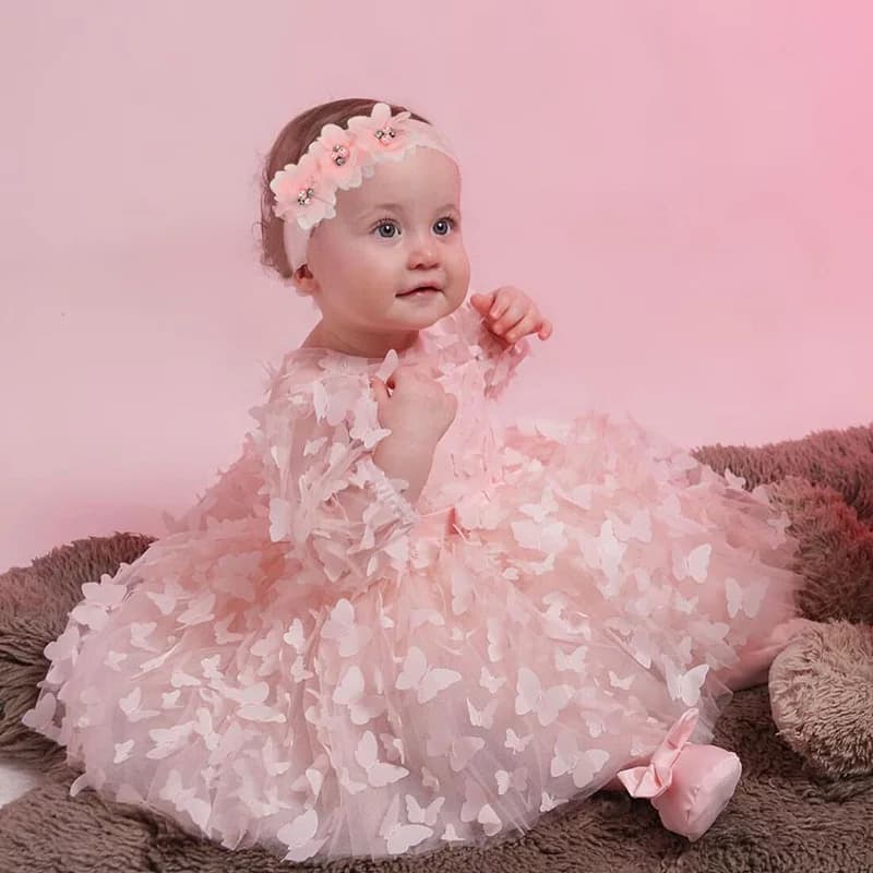 Robe pour nouveau-né de 3 6 9 12 18 24 mois, en maille à fleurs, à la mode, petite princesse, cadeau de noël et d'anniversaire pour enfants