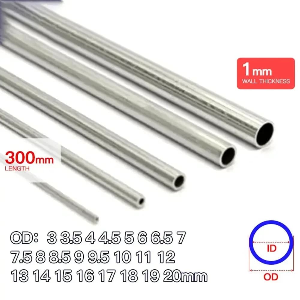 Tube rond en alliage d'aluminium 300, tuyau d'infraction, épaisseur de 1mm, 3-20mm, OD droit, long de 6063mm, 2-5 pièces