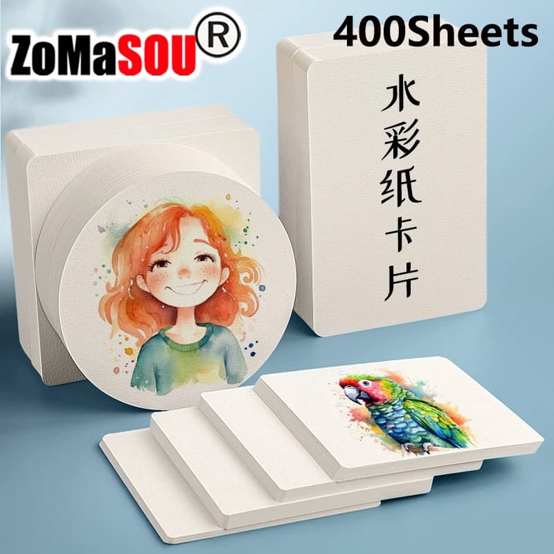 Papier aquarelle professionnel carré/rond, 300g, carte postale pour peinture, école, enfants, croquis, dessin, 10-400 feuilles