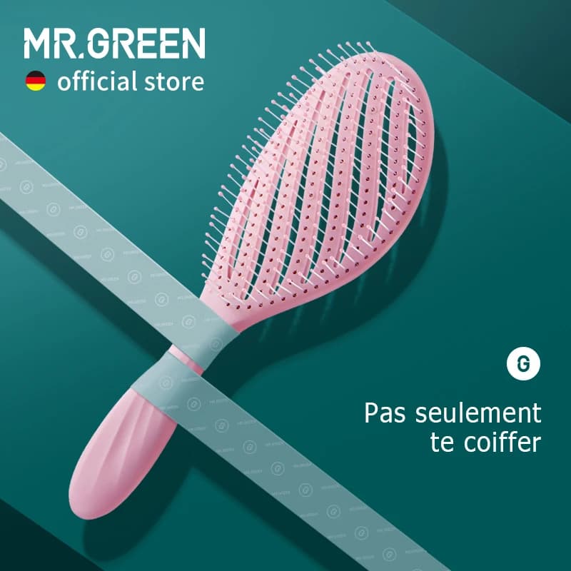 MR.GREEN – brosse à cheveux creuse, peignes de Massage du cuir chevelu, démêlant de coiffure, séchage rapide, outil de démêlage, cheveux