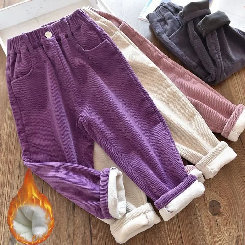 Pantalons chauds pour enfants, garçons et filles, automne-hiver, en velours côtelé épais, vêtements de sport, pantalons décontractés à taille