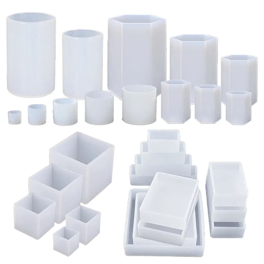 Cube cuboïde hexagonal en résine, cylindre amusant, moule en cristal et Silicone, plateau de rangement de bougies, moules en plâtre carrés et