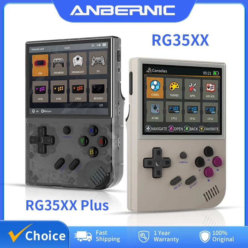 ANBERAlfred-Console de jeu rétro RG35XX Plus/RG35XX, écran IPS 3.5 ", lecteur de jeu vidéo portable Linux, prise en charge de la télévision